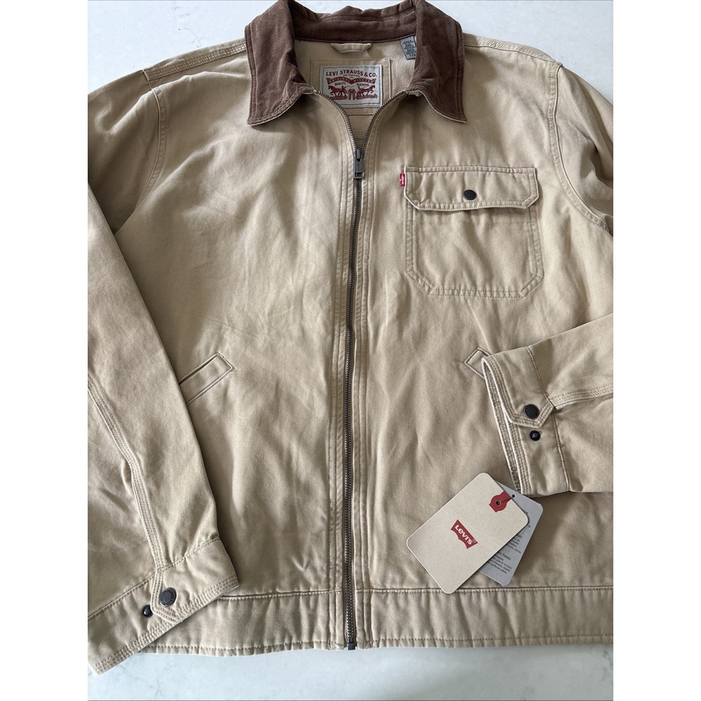 Levi's Mens Depot Canvas Workwear Jacket XXL Corduroy Barn Chore Coat Cotton Tan
